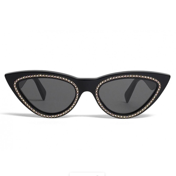 Celine Cat Eye Acetate Sunglasses w/ Crystal & Metal - Picture 1 of 4